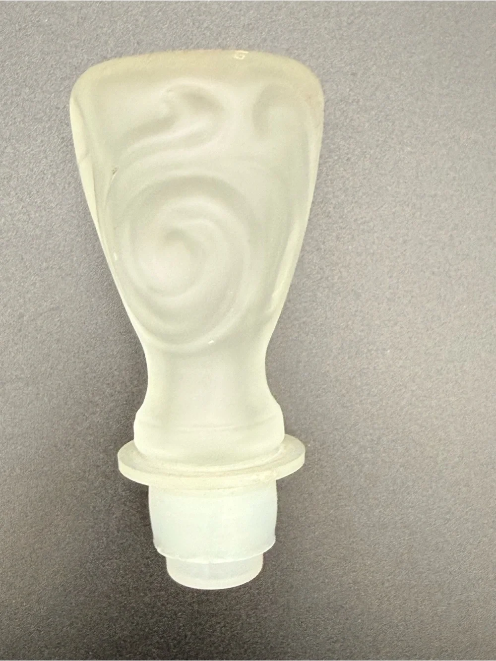 Merle Norman Frosted White Swirl Glass Decanter with Stopper